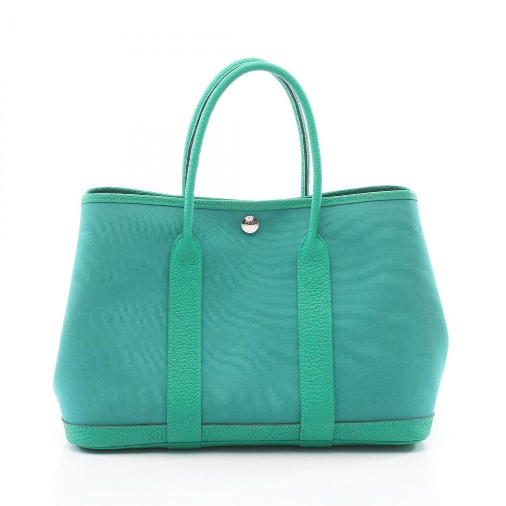 Hermes Garden Party TPM Tote Bag Handbag Toile Officier Negonda Women's Green